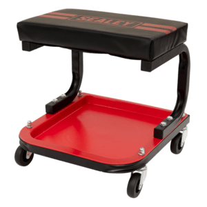 Mobile Utility Seat with Tool Tray - Hi-Vis Red