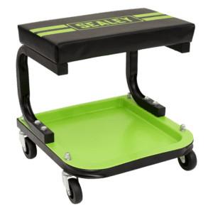 Mobile Utility Seat with Tool Tray - Hi-Vis Green